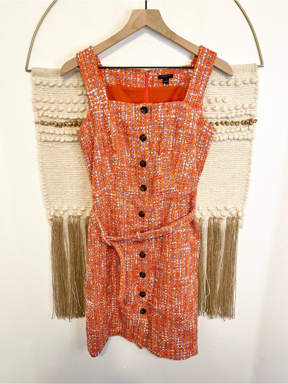 Ann Taylor Tweed Button Sheath Sleeveless Mini Dress 2 Petite